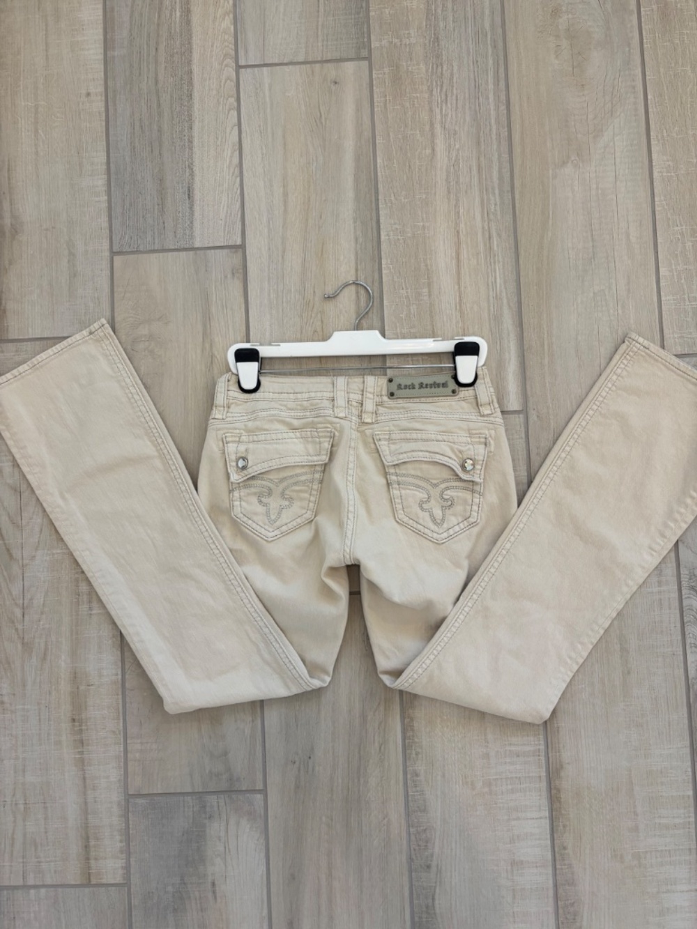 ✧ Y2K Rock Revival Low Rise Bootcut Jeans ✧Size 29, ivory - Picture 12 of 15